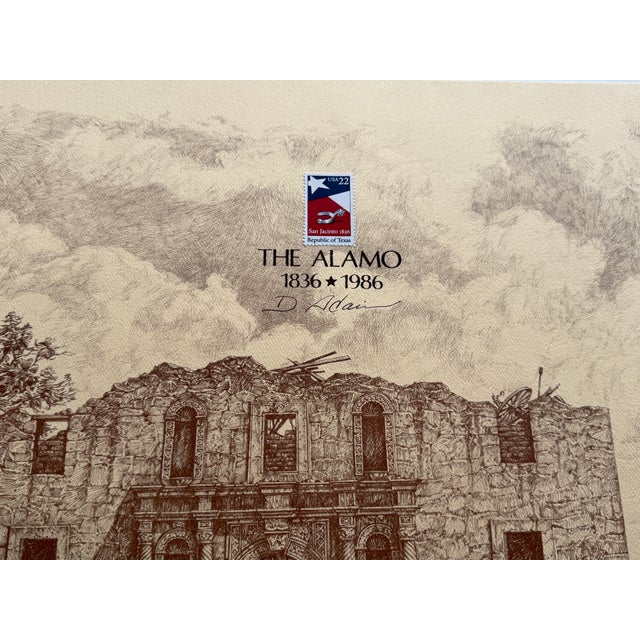 1986 ALAMO 150th Anniversary 22 Cent Stamp R. Adair Litho Print The 22-cent Republic of Texas Sesquicentennial stamp...