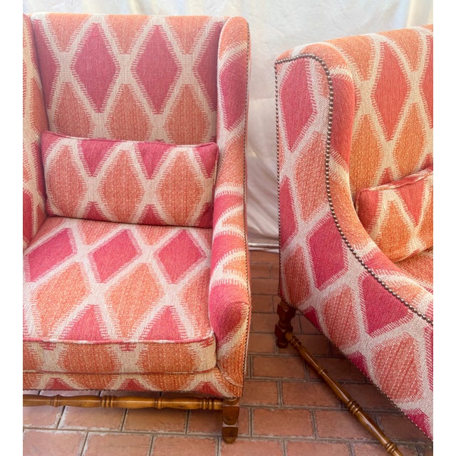 Late 20th Century Georgian Style Modern Wingback Chairs, a Pair For Sale In Palm Springs - Image 6 of 14