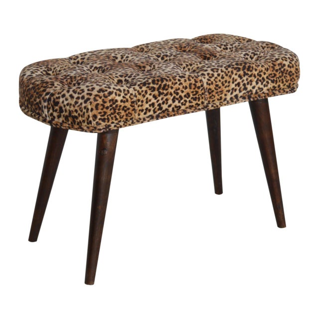 Modern Animal Print Velvet Bench With Deep Button Seat For Sale - Image 3 of 7