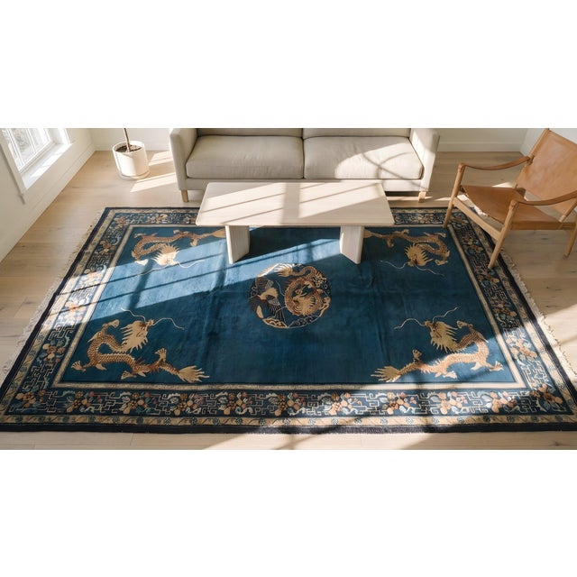 Early 20th Century Chinese Peking Dragon Carpet ( 7' x 11'8" - 213 x 356 ) For Sale - Image 10 of 11