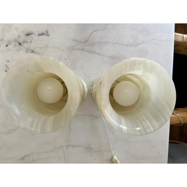 1950s Italian Carved Onyx Lamps - a Pair For Sale - Image 9 of 12