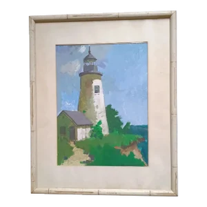The Lighthouse Framed Original Oil Painting by David Beynon Pena