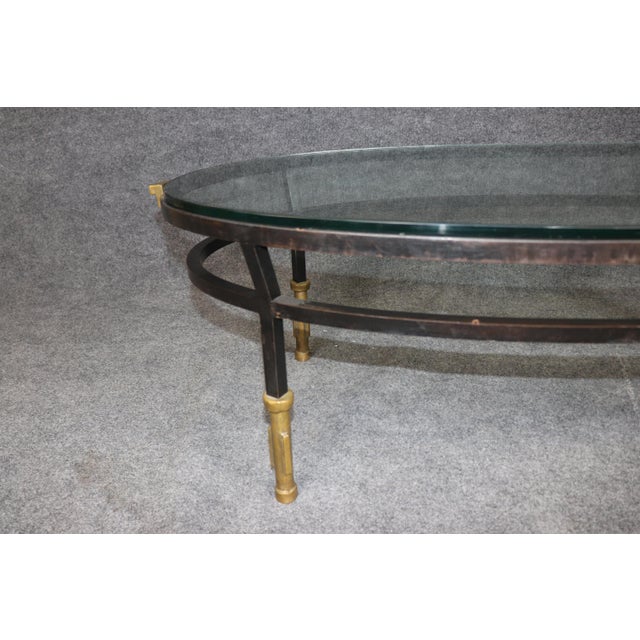 Modern 1970's Vintage Metal Glass and Brass Coffee Table For Sale - Image 3 of 8