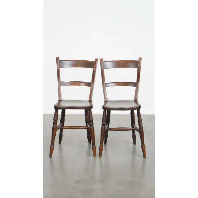 Offered this nice timeless set of 6 antique English Oxford dining/kitchen chairs with a warm color scheme. This great set...