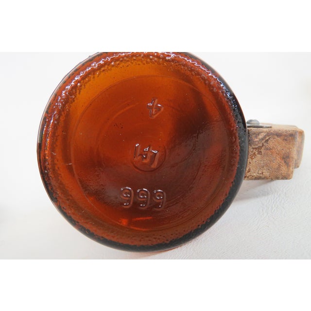 Amber Brown Glass With Wood Handle Beer Mug Set of Six 4661b For Sale - Image 15 of 18