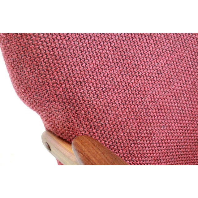 Set of Red Armchair with Footstool For Sale - Image 4 of 18