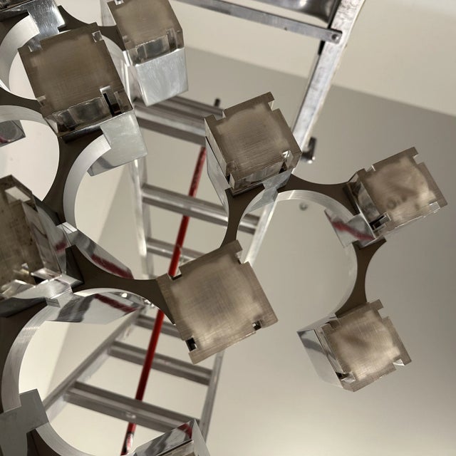 Plastic Mid Century Modern Gaetano Sciolari Cubic Chandelier “Ice Cube” For Sale - Image 7 of 12