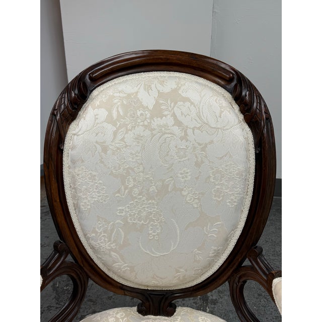 Wood Victorian Rococo Revival Carved Wood Balloon Back Armchair For Sale - Image 7 of 12