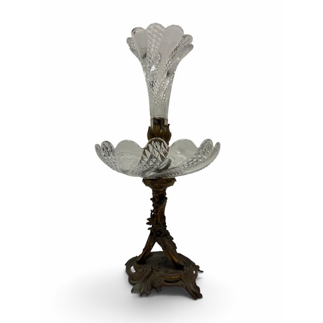 Early 20th Century Vintage French Cut Crystal & Gilt Bronze Epergne Centerpiece For Sale - Image 5 of 10