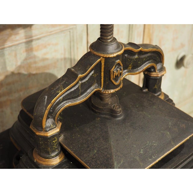 19th Century French Cast Iron Book Press on Wooden Stand For Sale - Image 9 of 18