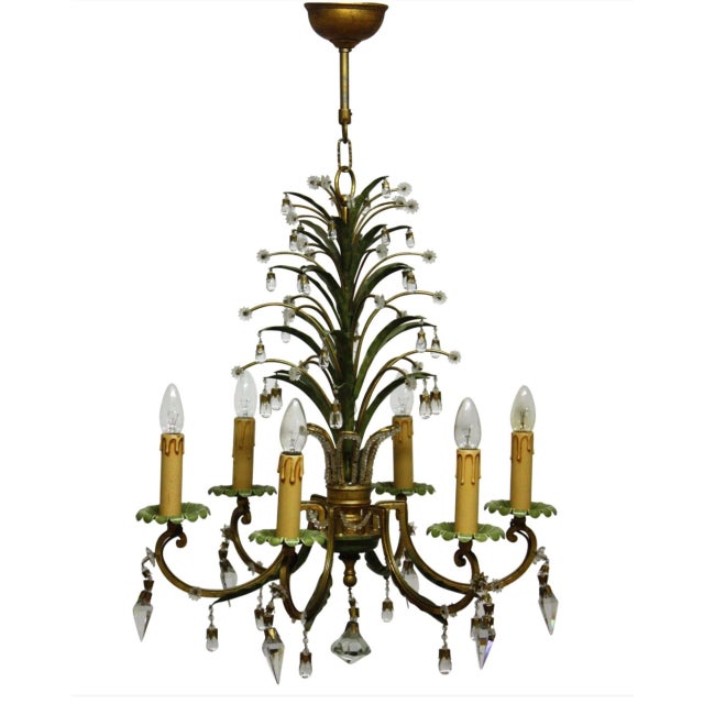 Pineapple chandelier from the manufacturer “Maison Bagues” ceiling lamp France around 1950. 6-armed handcrafted pineapple...