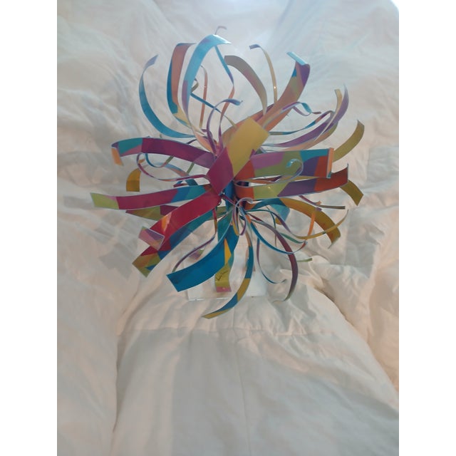 1980s 1980s Dorothy Gillespie Signed Polychrome Metal Ribbon Sculpture on Lucite Base For Sale - Image 5 of 5