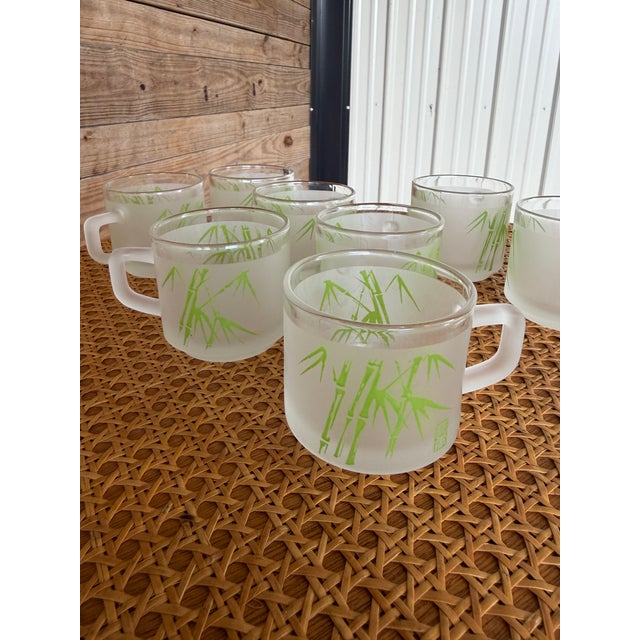Glass Vintage Sasaki Frosted Bamboo Glass Mugs — Set of 8 For Sale - Image 7 of 11
