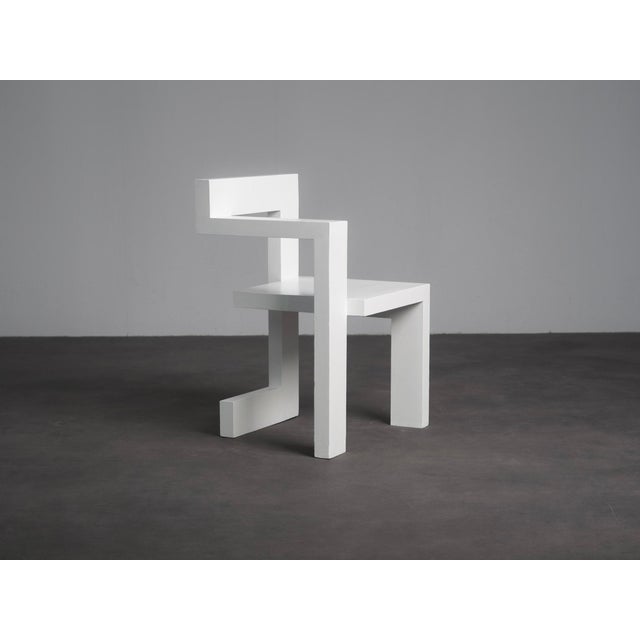 Vintage Dutch Asymmetrical Wooden Chair by Gerrit Thomas Rietveld, 1970s For Sale - Image 6 of 9