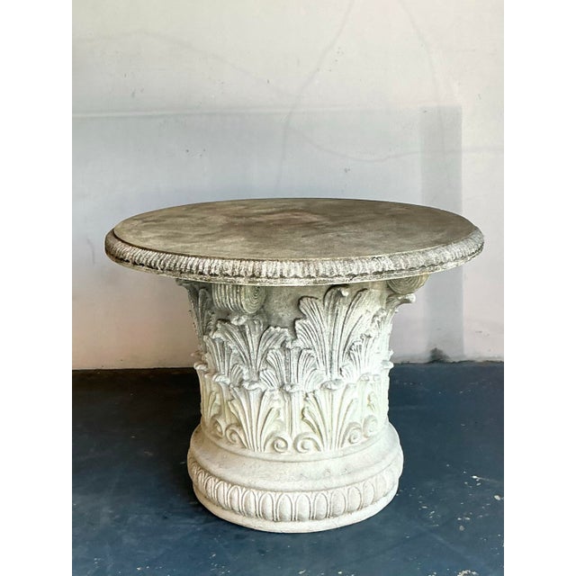 Vintage Regency Concrete Coated Resin Garden Table For Sale - Image 4 of 6