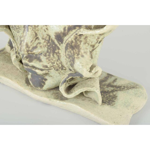 Stoneware Head Sculpture with Light and Brown Glaze from MH, 1980s For Sale - Image 3 of 5