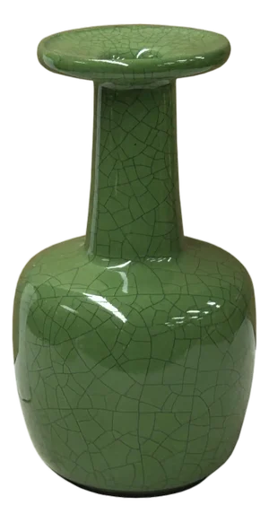 Orient Crackle Pattern Verdant Green Color Pottery Ceramic Vase