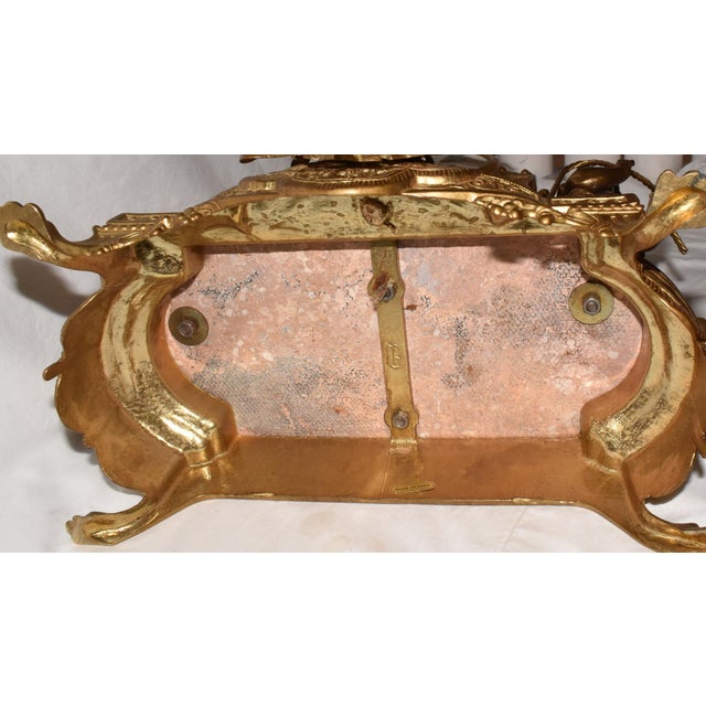 Brevettato Italian Baroque Style Brass Marble 8Day Mantel Clock With