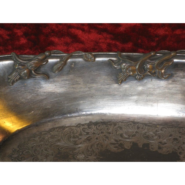 Dish Bowl Silverplate Derby Sliver Co. Art Nouveau Flowers Engraved For Sale - Image 12 of 16