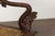 English Anglo-Indian 1900 Armchair with Carved Back, Mythical Creatures and Woven Rattan For Sale - Image 3 of 12