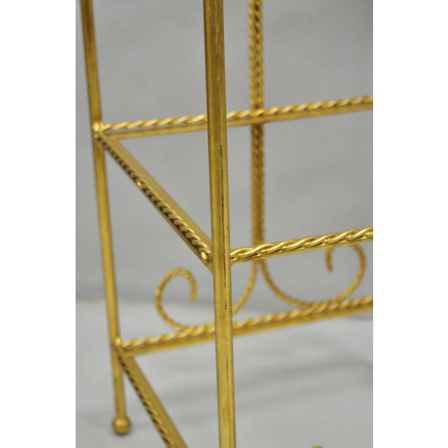 Mid 20th Century Italian Hollywood Regency Gold Gilt Iron Tassel 3 Tier Etagere Towel Rack Stand For Sale - Image 9 of 12