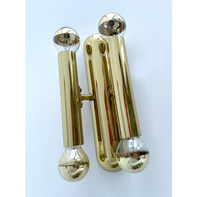 Vintage Space Age Brass Sconces, 1970s, Set of 2 For Sale - Image 4 of 15