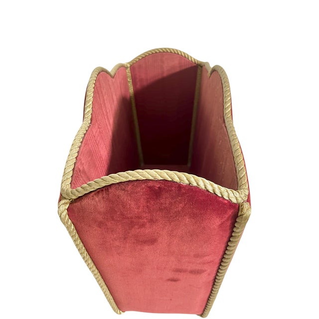 Vintage Italian Hollywood Regency Pink Velvet Magazine Book Holder For Sale - Image 9 of 17