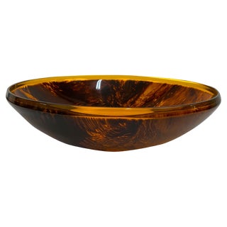 Mid-Century Round Italian Tortoiseshell Acrylic Centerpiece in the Style of Christian Dior, 1970s For Sale