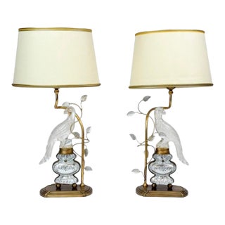 Maison Bagues Rock Crystal Bird Table Lamps For Sale
