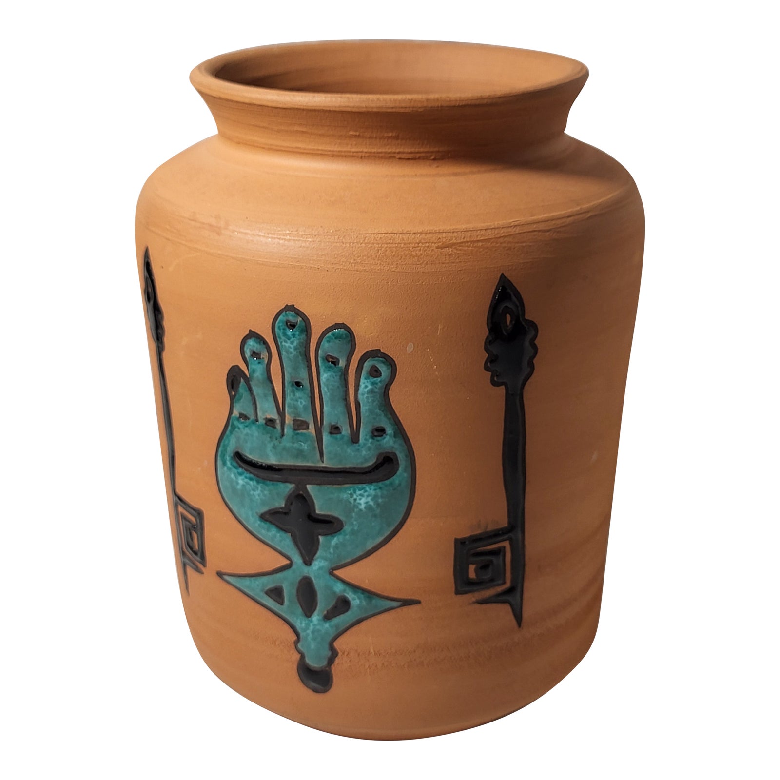 Wallada Pottery Tradtion Andalusia Vase Enamel Hand Painted | Chairish