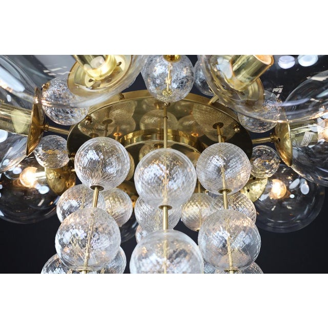Czech Brass and Glass Chandeliers, 1960s, Set of 6 For Sale - Image 18 of 18