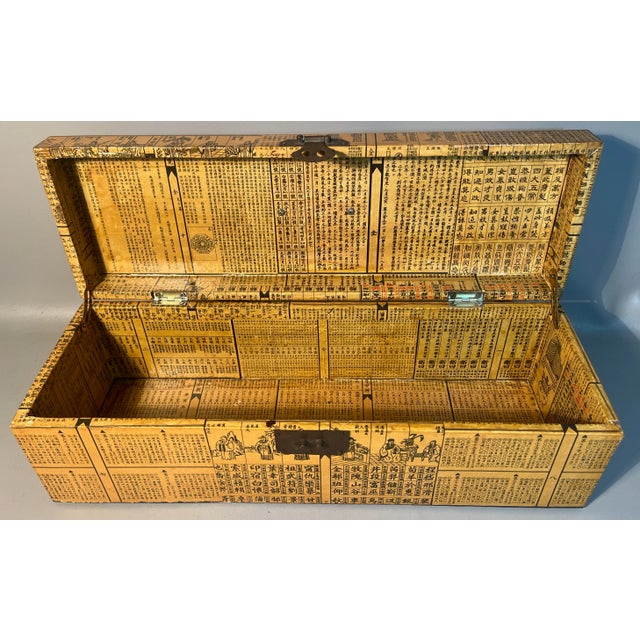1950s Chinese Document Box 1950s Lacquered With Chinese Calligraphy & Figures For Sale - Image 5 of 7