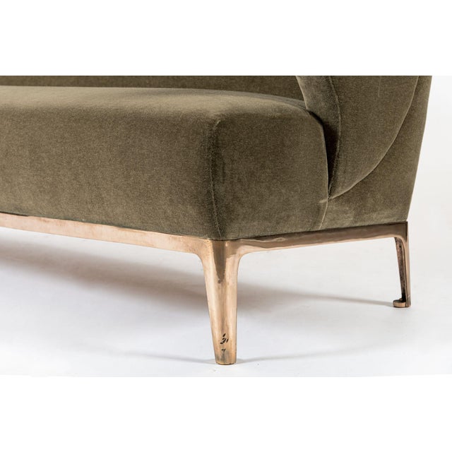 Restored 1940s Art Deco Sofa Mink Mohair, Matching Chair Available For Sale - Image 13 of 14