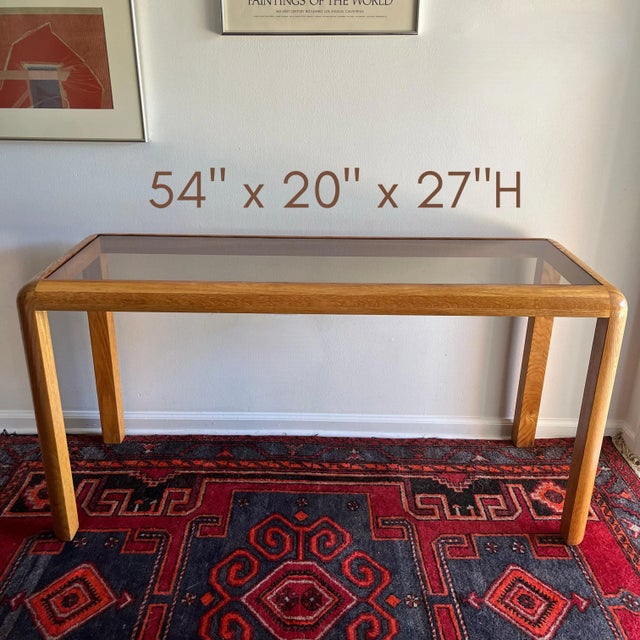 1970s Vintage Console Table Wood & Tinted Glass For Sale In West Palm - Image 6 of 8