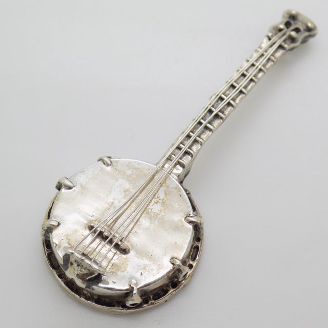 Italian Vintage Italian Handmade Genuine Silver Banjo / Mandolin Figurine Miniature, Made in Tuscany (Arezzo) For Sale - Image 3 of 8