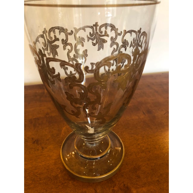 Gold Vintage Gold Leaf Decorated Glass Vase For Sale - Image 8 of 9