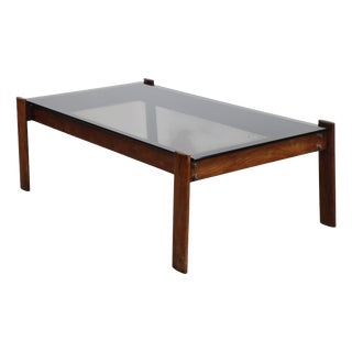 Exotic Wood and Smoked Glass Coffee Table by Percival Lafer, Brazil, 1970 For Sale