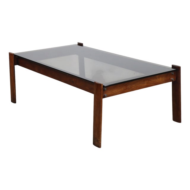 Exotic Wood and Smoked Glass Coffee Table by Percival Lafer, Brazil, 1970 For Sale