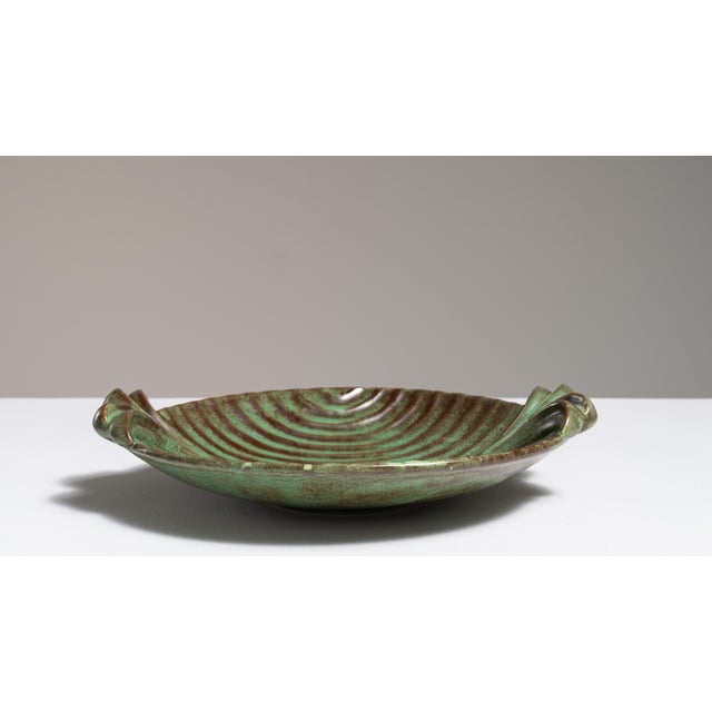 1970s Germany Forest Green Ceramic Serving Bowl For Sale - Image 12 of 15