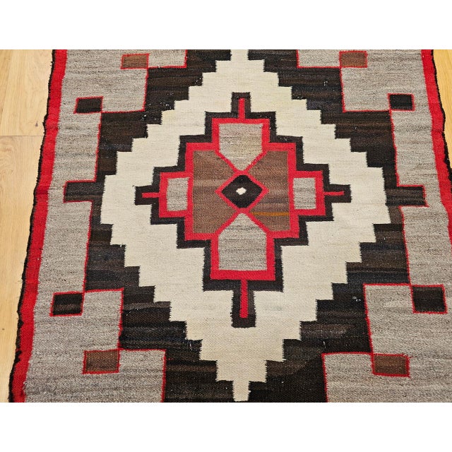 Tan Vintage Native American Navajo Rug, Wool & Cotton, Geometric Medallion Design, 3x4 For Sale - Image 8 of 14