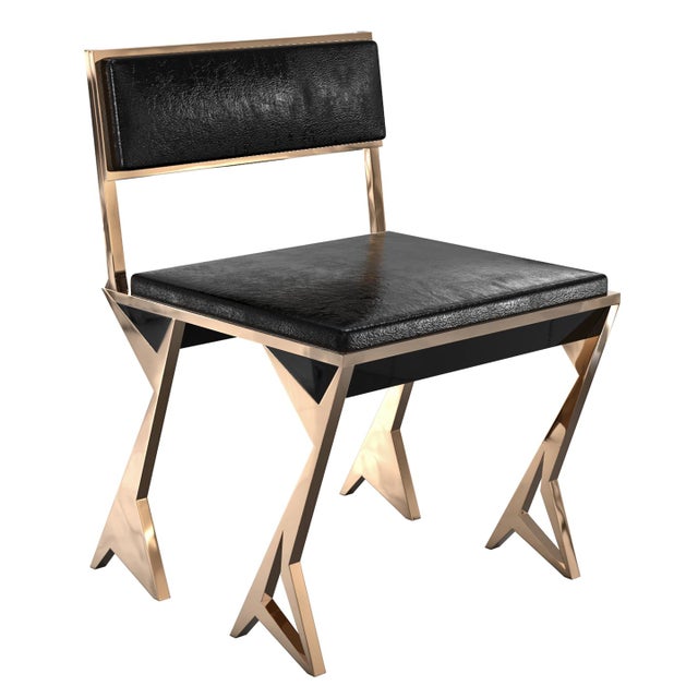 "Ispirazione" Chair With Bronze and Stainless Steel Details For Sale In Los Angeles - Image 6 of 6