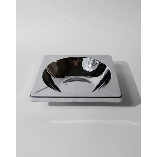 Large Vintage Brutalist Modernist Square Chrome Ashtray, 1980s For Sale - Image 11 of 12