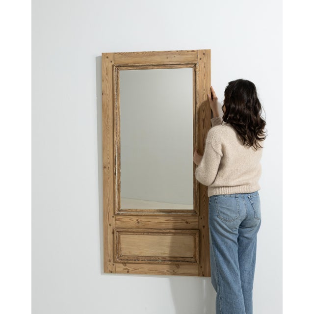 19th Century French Painted Wood Trumeau Mirror For Sale - Image 4 of 8