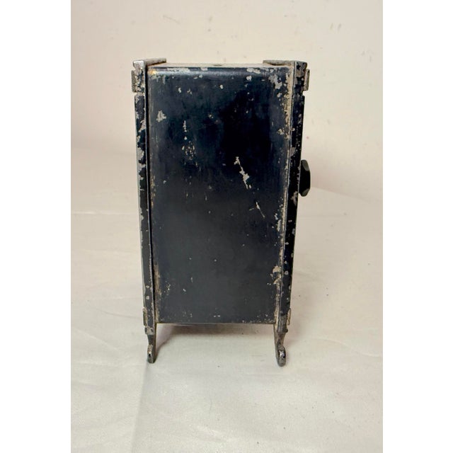Gold Antique 19th Century Ornate Cast Iron Junior Safe Deposit Lockable Still Bank For Sale - Image 8 of 11