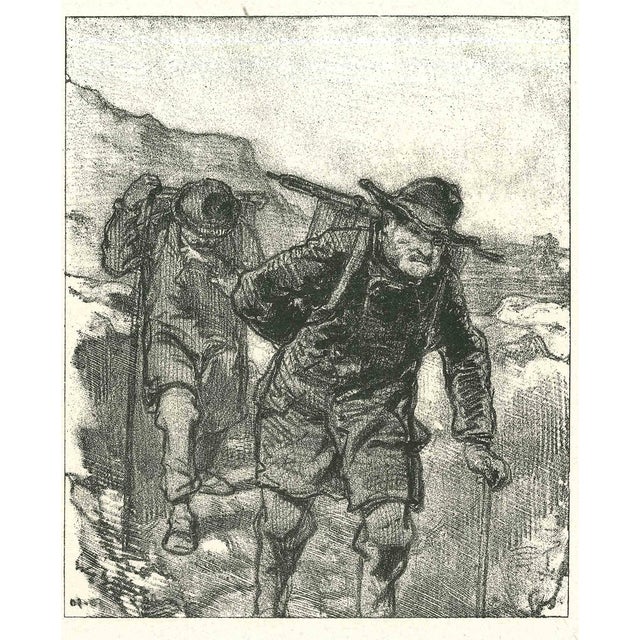 After Paul Gavarni, Mountaineers, Original Lithograph, 1881 For Sale