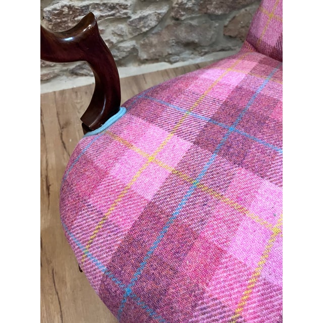 1980s Pair of Rococo Style Upholstered Dining Chairs in Harris Tweed For Sale - Image 10 of 12