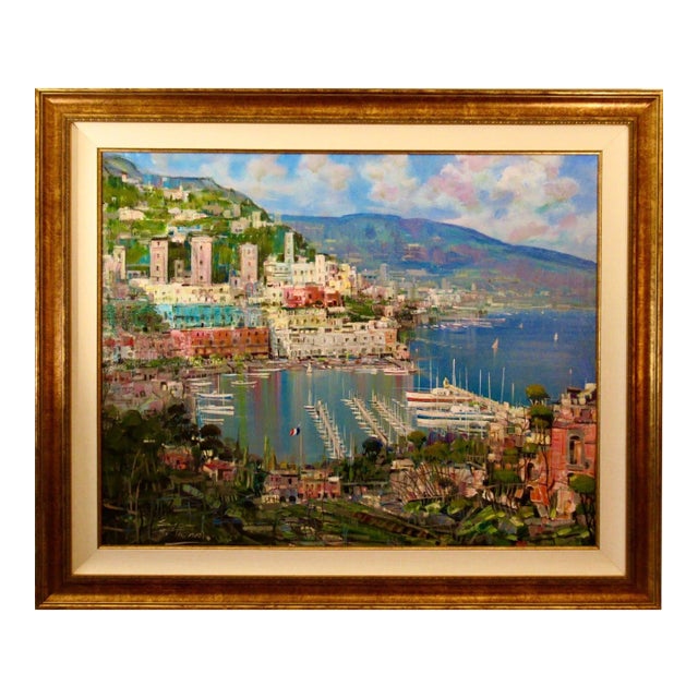 Mario Sanzone "Monte Carlo" Large Oil On Canvas C. 1990 Painting For Sale