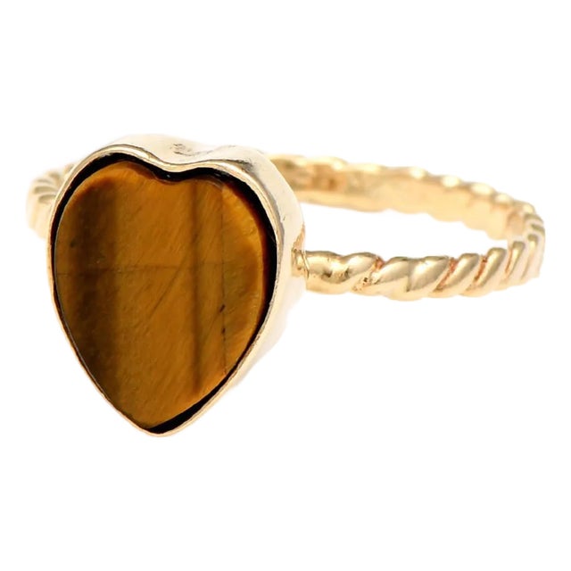 14KY Tigers Eye(2.50) Heart Stack Ring, size 7 For Sale