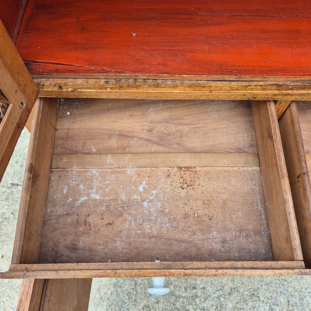 19th Century Antique Primitive Tall Screened Door Oak Pie Safe Jelly Cupboard Storage Cabinet For Sale - Image 10 of 17