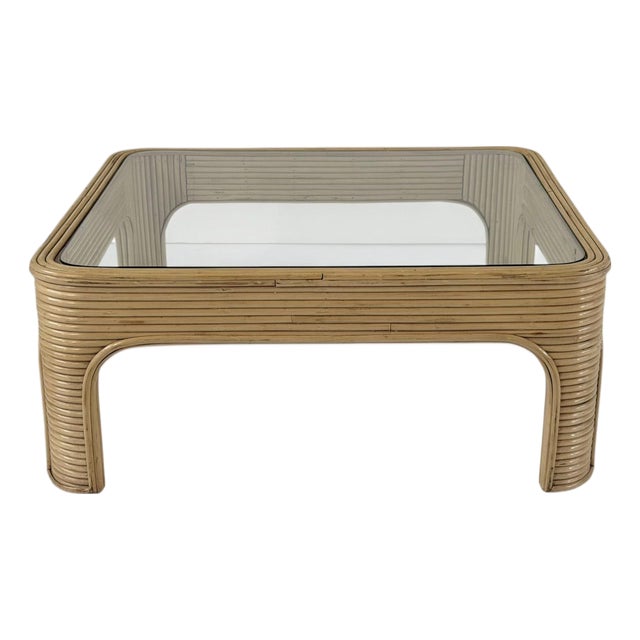 Style of Gabriella Crespi Pencil Reed Coffee Table, 1970 For Sale